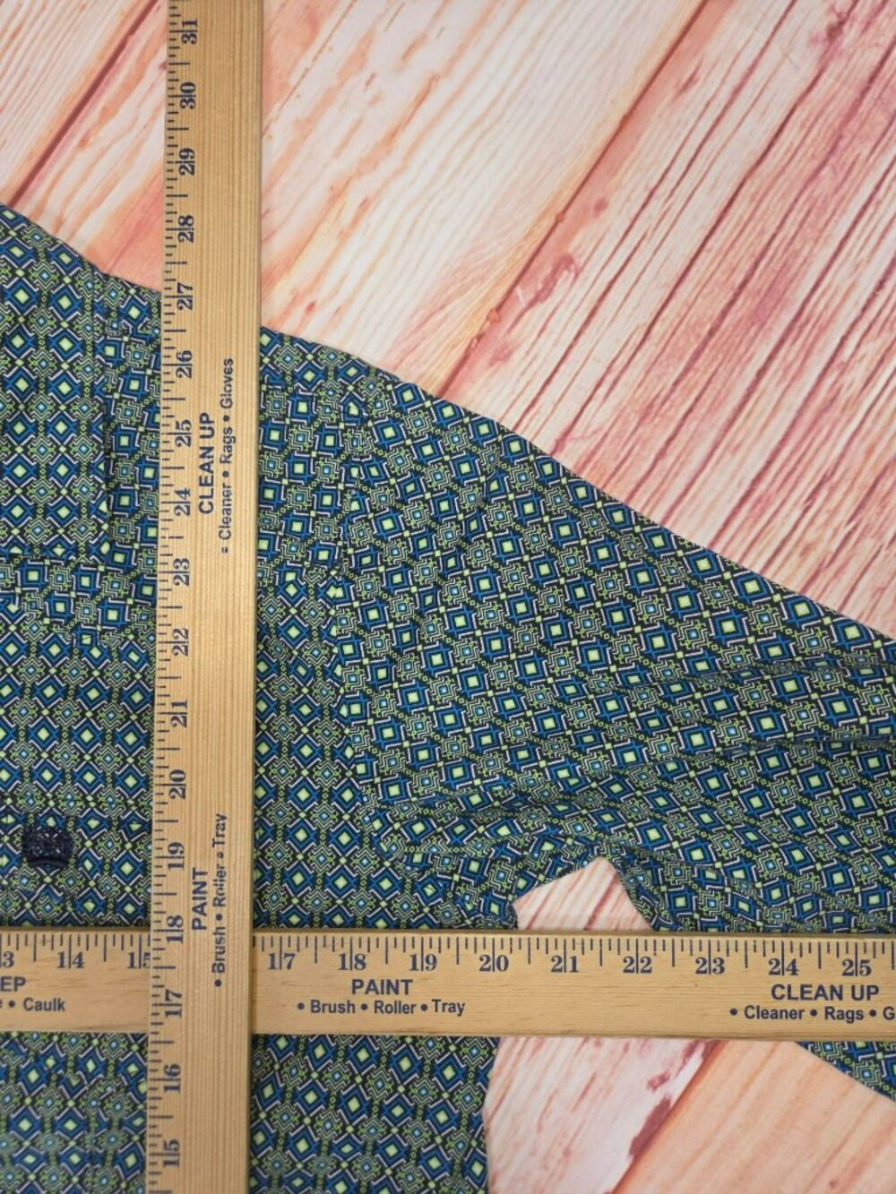 Cinch Womens Long Sleeve Diamond Print Western Shirt Medium Blue/Green - Picture 7 of 7